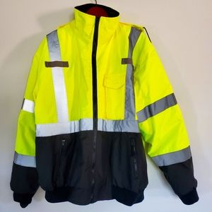 Hi-Vis Insulated Safety Bomber - Waterproof Work Jacket.     Size XL